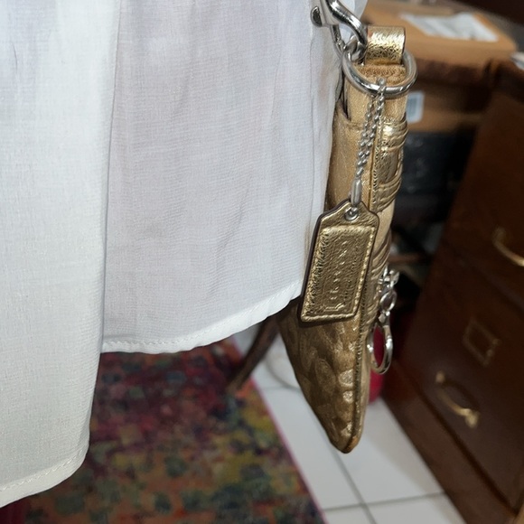 Coach Poppy Crossbody bag Vintage Gold/gold metallic poppy print & trim EVC - Picture 3 of 11